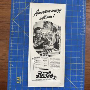 1942 PEPSI-COLA American Energy Will Win Vintage Art Print Ad